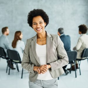Group of business people having a training session